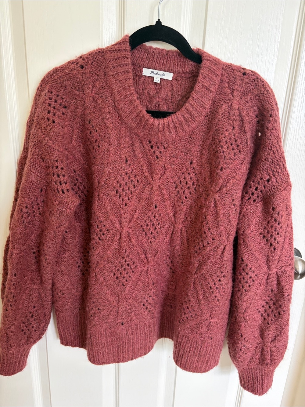 Madewell Rosewood Open-Knit Crewneck Sweater